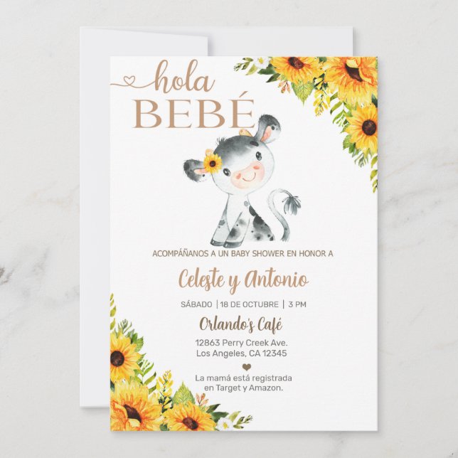 Invitación de baby shower de vaquera bebé, español (Anverso)