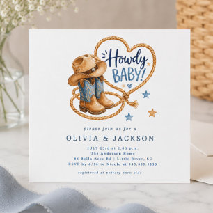 Invitación de Baby Shower de Vaquero Bebé 'Howdy B