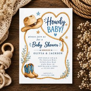 Invitación de Baby Shower de Vaquero Bebé 'Howdy B