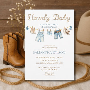 Invitación de Baby Shower de Vaquero Bebé 'Howdy B