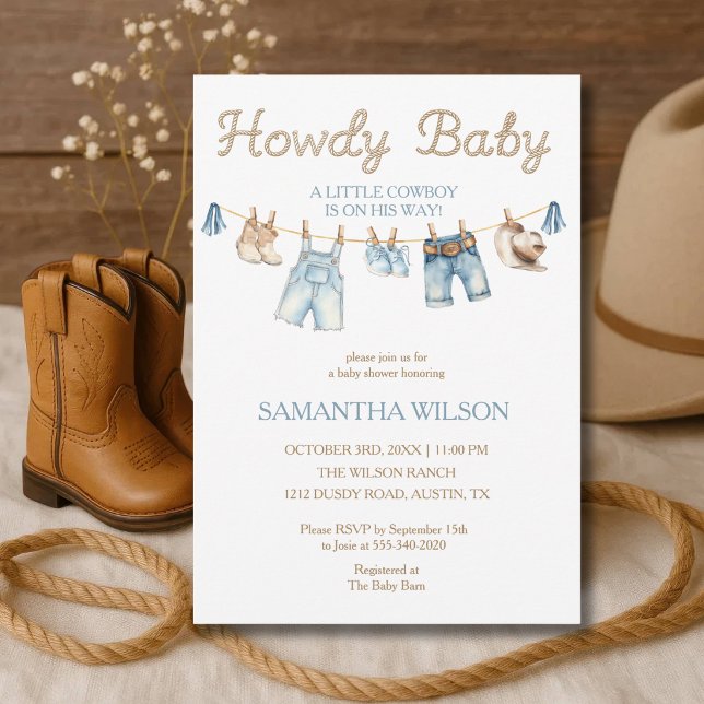 Invitación de Baby Shower de Vaquero Bebé 'Howdy B (Subido por el creador)