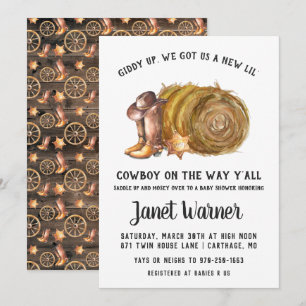 Invitación de Baby Shower de Vaquero de Rodeo Occi