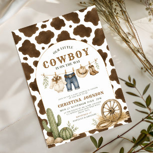 Invitación de Baby Shower de Vaquero Pequeño con L