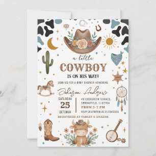 Invitación de Baby Shower de Vaquero Pequeño Perso