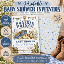 Invitación de Baby Shower de Vaquero Príncipe de l