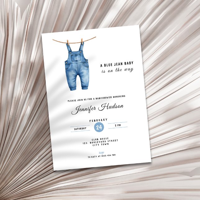 Invitación de Baby Shower de Vaqueros Azules - Tem (A blue jean baby shower invitation)