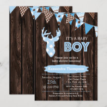 Invitación de Baby Shower de venado de manteca azu