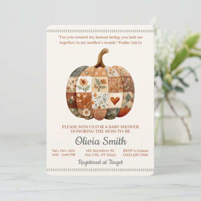 Invitación de baby shower de versículo de la Bibli (Anverso de pie)