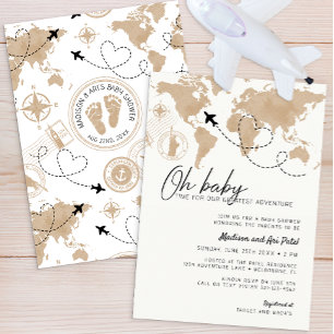 Invitación de Baby Shower de viaje por el mapa de 