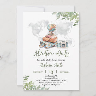 Invitación de Baby Shower de Viajes de Aventura