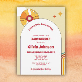 Invitación de Baby Shower de Vinilo Retro para Beb