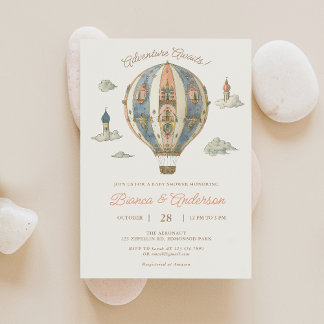 Invitación de Baby Shower de Vintage Hot Air Ballo