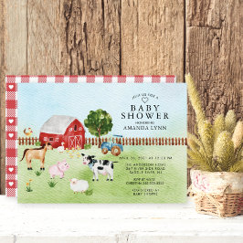 Invitación de Baby Shower de Watercolor Barnyard A