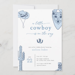 Invitación de Baby Shower de Western Blue Little C