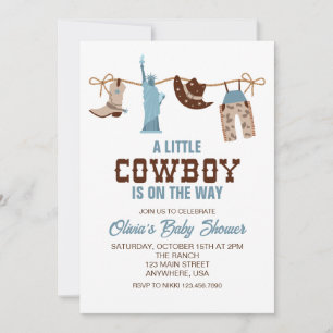 Invitación de Baby Shower de Western Cowboy Blue P