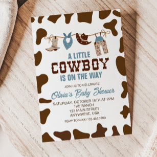 Invitación de Baby Shower de Western Cowboy Blue P