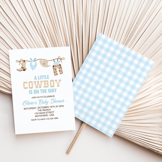 Invitación de Baby Shower de Western Cowboy Blue P (Subido por el creador)