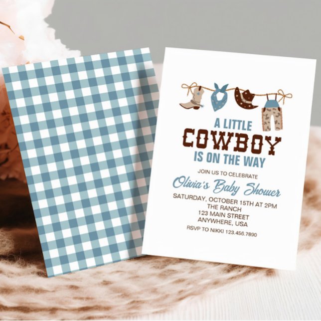 Invitación de Baby Shower de Western Cowboy Blue P (Subido por el creador)