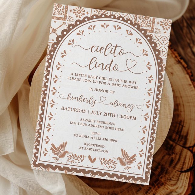 Invitación de Baby Shower de White & Barro Cielito (Subido por el creador)