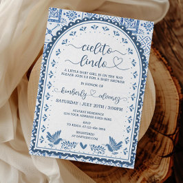 Invitación de Baby Shower de White & Blue Cielito 