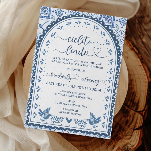 Invitación de Baby Shower de White & Blue Cielito  (Subido por el creador)