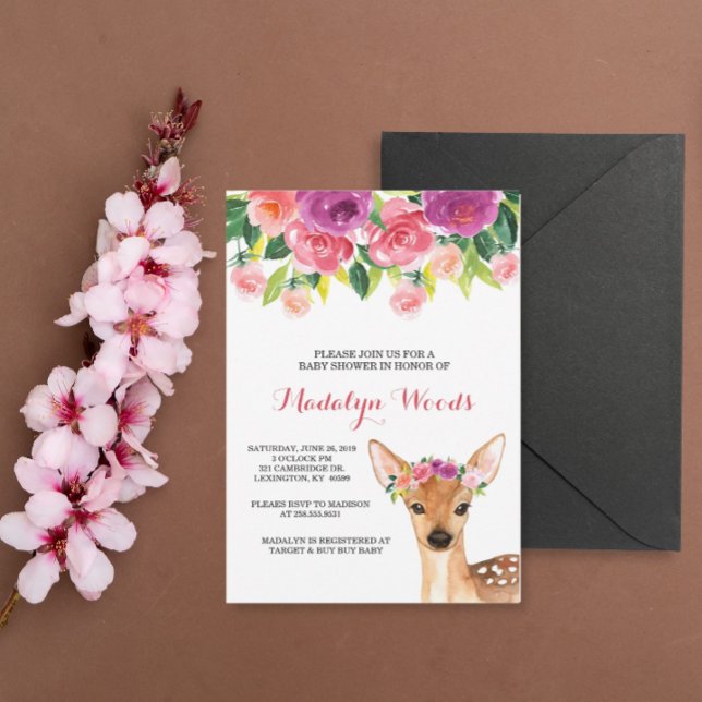 Invitación de Baby Shower de Woodland Watercolor F (Subido por el creador)
