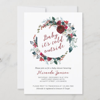 Invitación de Baby Shower de Wreath navidades