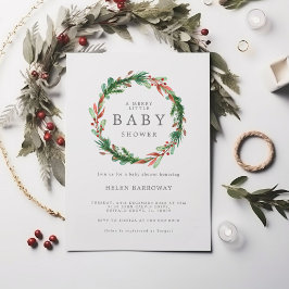 Invitación de Baby Shower de Wreath navidades