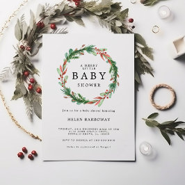 Invitación de Baby Shower de Wreath navidades