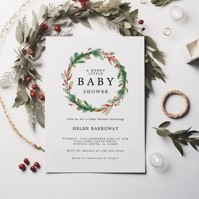 Invitación de Baby Shower de Wreath navidades (Subido por el creador)