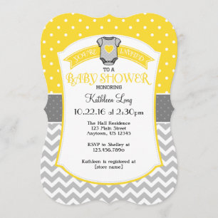 Invitación de Baby Shower de Yellow Gray Polka Dot