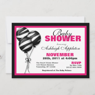 Invitación de Baby Shower de zebra Print Balloon F
