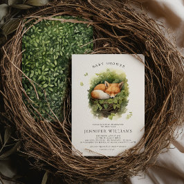 Invitación de Baby Shower de zorrito bebé en acuar