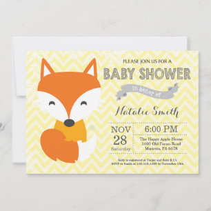 Invitación de Baby Shower de Zorro Amarillo de Inv