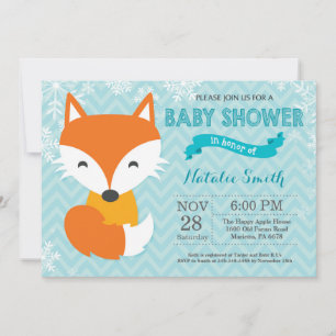 Invitación de Baby Shower de Zorro Aqua de Inviern
