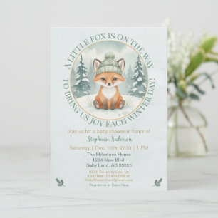 Invitación de Baby Shower de Zorro de Invierno en 