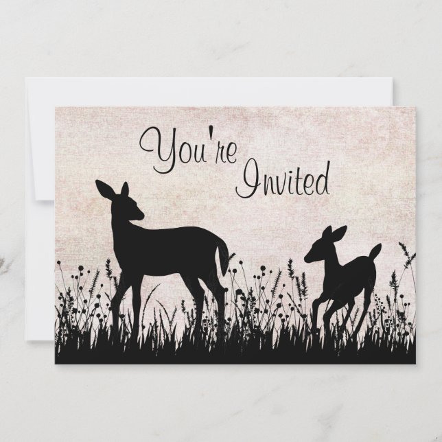 Invitación de Baby Shower Deer in Meadow (Anverso)
