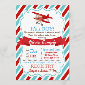 Invitación de Baby Shower del aeroplano