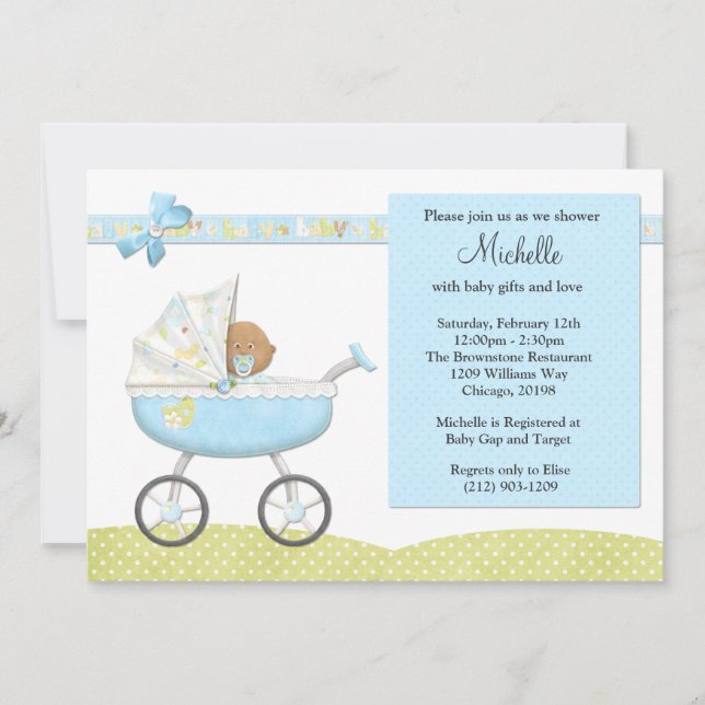 Invitación de Baby Shower del afroamericano (Anverso)