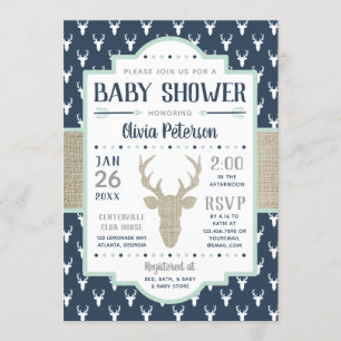 Invitación de Baby Shower del arbolado, marina de