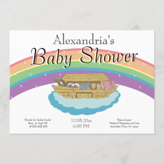 Invitación de Baby Shower del Arca de Noé con Arco