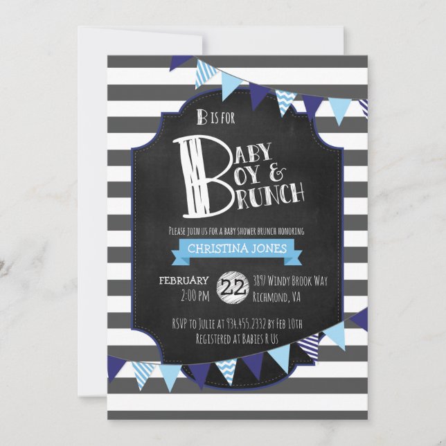 Invitación de Baby Shower del bebé y del brunch (Anverso)