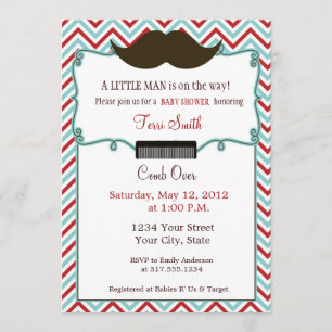 Invitación de Baby Shower del bigote para el