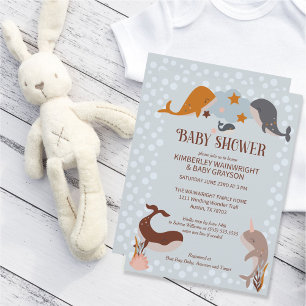 Invitación de Baby Shower del Boho Celestial Whale