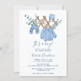 Invitación de Baby Shower del Boho Clothes Boy