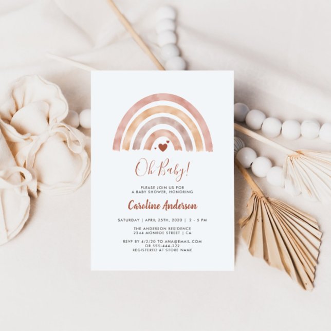 Invitación de Baby Shower del Boho Rainbow Neutral (Subido por el creador)