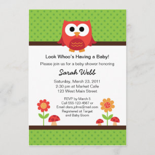 Invitación de Baby Shower del búho del arbolado