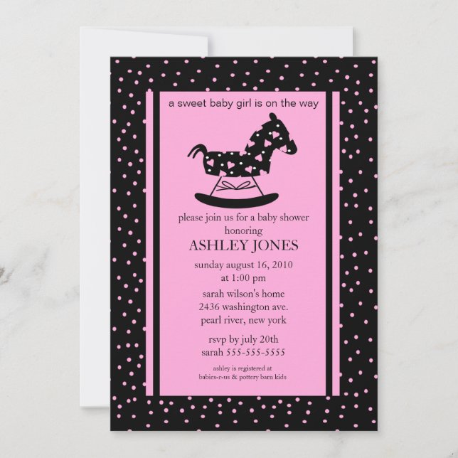 Invitación de Baby Shower del caballo mecedora (Anverso)