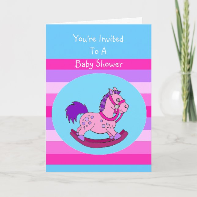 Invitación de Baby Shower del caballo mecedora (Anverso)