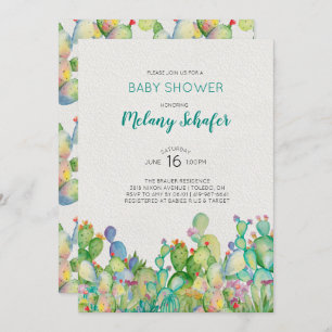 Invitación de Baby Shower del cactus de la